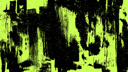 Canvas Print - green grunge background with black brush strokes painted vertically.