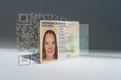 © Igor Link - Biometric technology digital face scanning form of a new, modern german ID card, triangles and particle style design