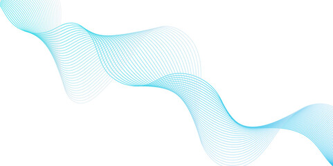 Dynamic minimal smoke blue flow sound line. Abstract glowing white blend line smooth flow soundwave curve energy gradient vector futuristic digital outline line science design.	
