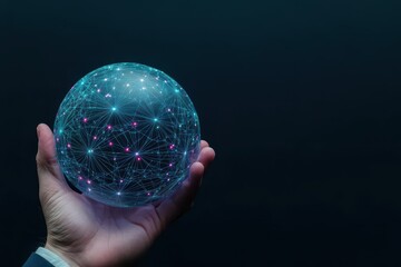 Fototapete - Sphere with a network of interconnected lines representing the concept of global connectivity and digital communication