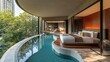 © arri - A luxurious bedroom suite featuring a private swimming pool and garden