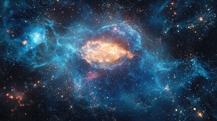 a cosmic representation of artificial intelligence, where deep learning networks form a galaxy of kn