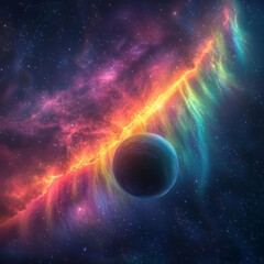 Wall Mural - realistic cosmos celestial landscapes. stunning cosmic landscape reveals vibrant celestial scene wit