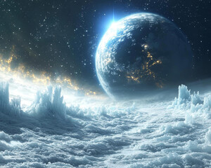 Wall Mural - realistic cosmos celestial landscapes. breathtaking view of realistic landscapes in cosmos showcases