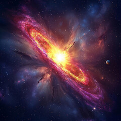 Wall Mural - realistic cosmos celestial landscapes. breathtaking cosmic landscape reveals vibrant galaxy bursting
