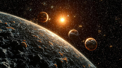 Wall Mural - realistic cosmos celestial landscapes. breathtaking view of realistic celestial landscapes showcasin