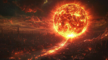 Wall Mural - realistic cosmos celestial landscapes. breathtaking cosmic landscape showcases radiant sun illuminat