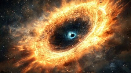 Wall Mural - A collapsing hypernova forms a black hole while the remaining stellar material swirls into a violent