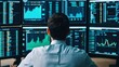 © Off - Data analyst monitoring financial trends office space digital workspace high-tech environment professional viewpoint