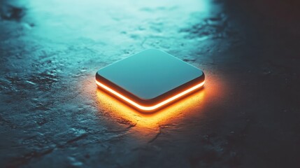 Wall Mural - Illuminated square object on textured surface