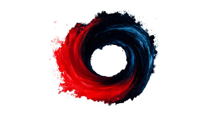 Canvas Print - Abstract red and blue paint vortex, swirl, cut out transparent