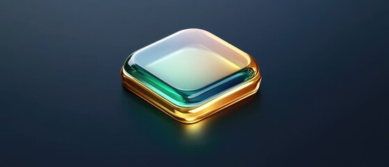 Wall Mural - geometric, iridescent square with golden frame