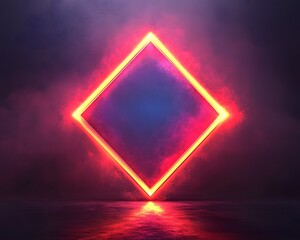 Wall Mural - glowing geometric diamond frame against gradient background