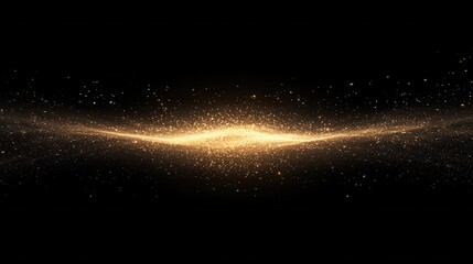 Wall Mural - Golden, glowing particles exploding outward from the center of an abstract, black background