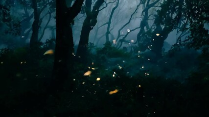 Fototapete - A forest with trees and leaves. The sky is cloudy