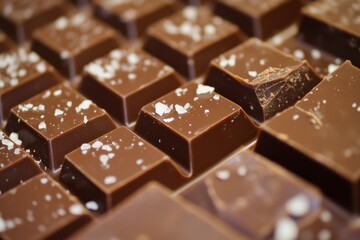 Aufkleber - Decadent chocolate bars topped with sea salt arranged on a surface ready for tasting