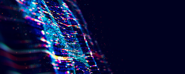 Wall Mural - abstract big data digital stream waves. information flow concept. llm learning process, ai technolog