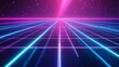 © El Media - Futuristic Grid Neon Landscape with Starry Sky and Gradient Lighting