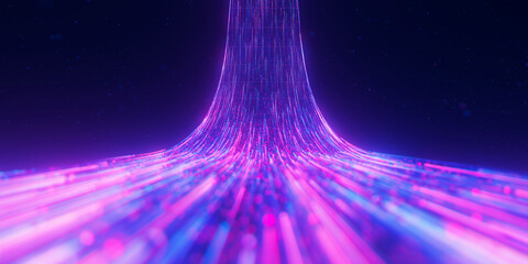 Wall Mural - ascending bigdata light speed flow. abstract digital data stream of quantum computing. cyberspace of