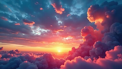 Wall Mural - striking sunset, clouds forming late-day patterns , weather, nature
