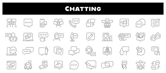 Wall Mural - chatting vector icons. chatting icon set. dialogue, communication, conversation, discussion, speech 