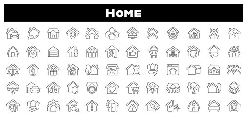 Wall Mural - home icons. house symbols. set of real estate icons. real estate minimal thin line web icon set. hom