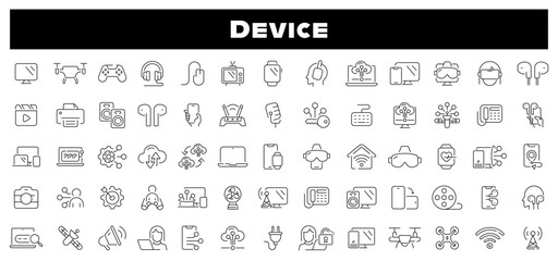 Wall Mural - electronic devices and gadgets thin line icons. devices icon collection