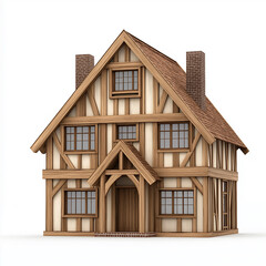 Poster - Classic tudor style house standing on white background