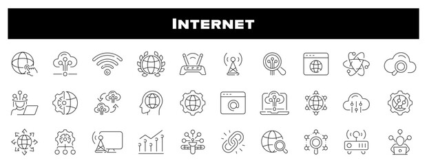 Internet Web Vector Outline Icon Set
