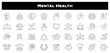 © Jocelyn_Flores - Mental health and psychology healthcare vector outline icon set. Therapy and emotional well-being icons
