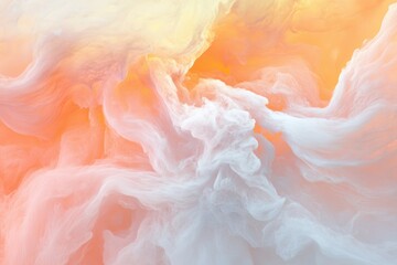 Wall Mural - abstract image showcasing wispy white and orange clouds blending together, creating a soft, ethereal