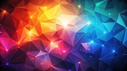 Poster - Vibrant Abstract Low-Poly Background with Glowing Interconnected Triangles and Dynamic Color Gradient