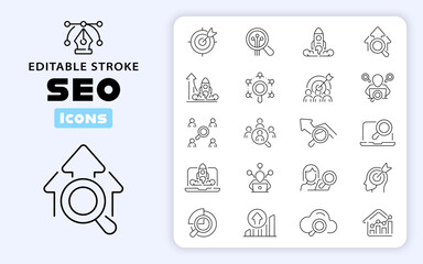 Wall Mural - seo icons. search engine optimization line icon set. seo vector icons. seo, website, business, optim