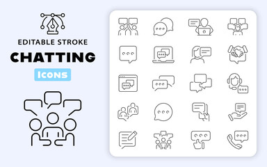 Wall Mural - chatting vector icons. chatting icon set. dialogue, communication, conversation, discussion, speech 