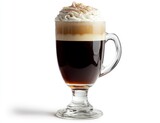 Serving Glass of Irish Coffee with Whipped Cream and Cinnamon