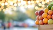 © MAY - Community A lively farmers market with people buying fresh food from local vendors.