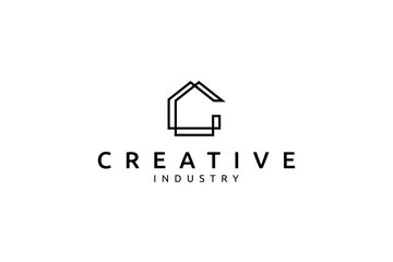 house letter C logo with minimalist abstract design style