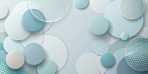 Fototapete - Abstract Pastel Blue and White Circular Design with Overlapping Layers and Subtle Textural Patterns