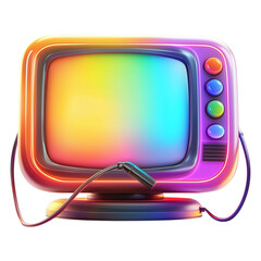 Retro television set with vibrant rainbow screen and neon lighting effect design