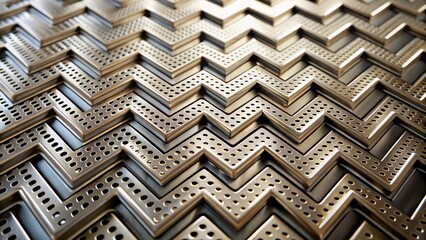 Aufkleber - Abstract Zigzag Pattern of Perforated Metallic Panels with a Three-Dimensional Effect