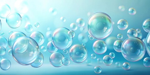 Aufkleber - Floating iridescent soap bubbles, a delicate dance of light and reflection, creating a dreamy ethereal scene.