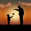 © Roxana - Silhouette of boy giving flower to man at sunset