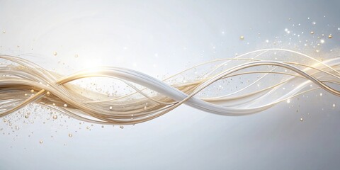 Aufkleber - Elegant Abstract Design Featuring Intertwined Golden and White Ribbons with Shimmering Particles