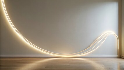 Aufkleber - Illuminated Wall Decor Modern Minimalist Interior Design with Subtle Curves and Warm Lighting