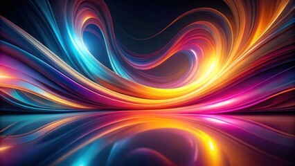 Aufkleber - Abstract Swirling Vibrant Hues Reflecting in a Polished Surface, Evoking a Sense of Dynamic Energy and Movement