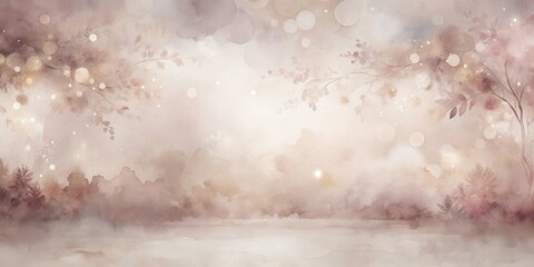 Aufkleber - Enchanted Dusk A Serene Watercolor Landscape Featuring Silhouetted Trees and a Misty Water's Edge with Soft Light Effects