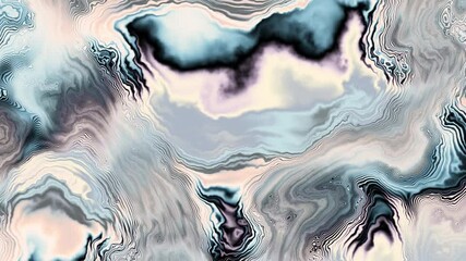 Aufkleber - Trippy psychedelic colorful rainbow liquid marble gradient waves animation. Trendy hypnotic abstract organic ebru ripples and folds fluid art video