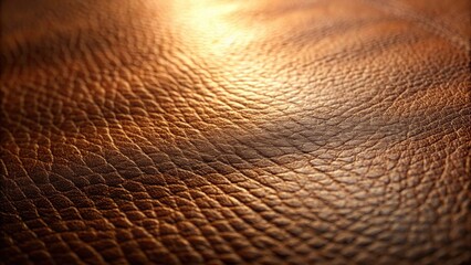 Aufkleber - Illuminated Brown Leather Texture A Detailed Close-Up View of a Rich, Textured Surface