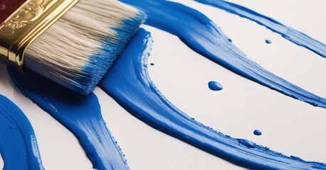 Canvas Print - Blue Paint Strokes with Brush: An Artistic Abstract
