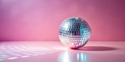 Aufkleber - A shimmering disco ball rests on a pink surface, casting iridescent reflections, symbolizing festive celebration and joyful moments.
